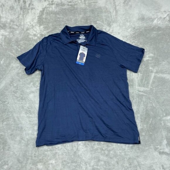 Hurley Mens Polo Shirt Large Navy Blue 88% Polyester Stretch Fabric 6838 - Picture 1 of 7